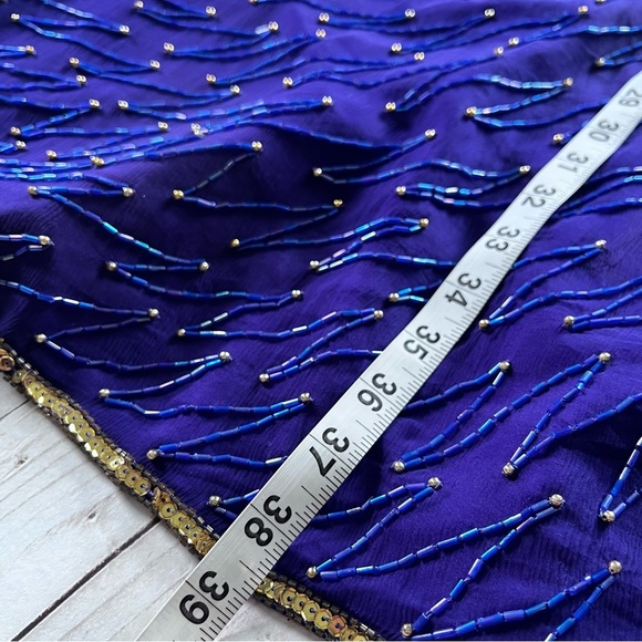 Vintage Deadstock Lawrence Kazar 100% Silk Beaded Cocktail Dress Glam size Large - Picture 11 of 16